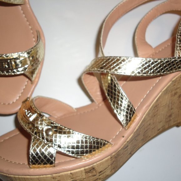 Gold Cork Wedge Sandal - Picture 10 of 16